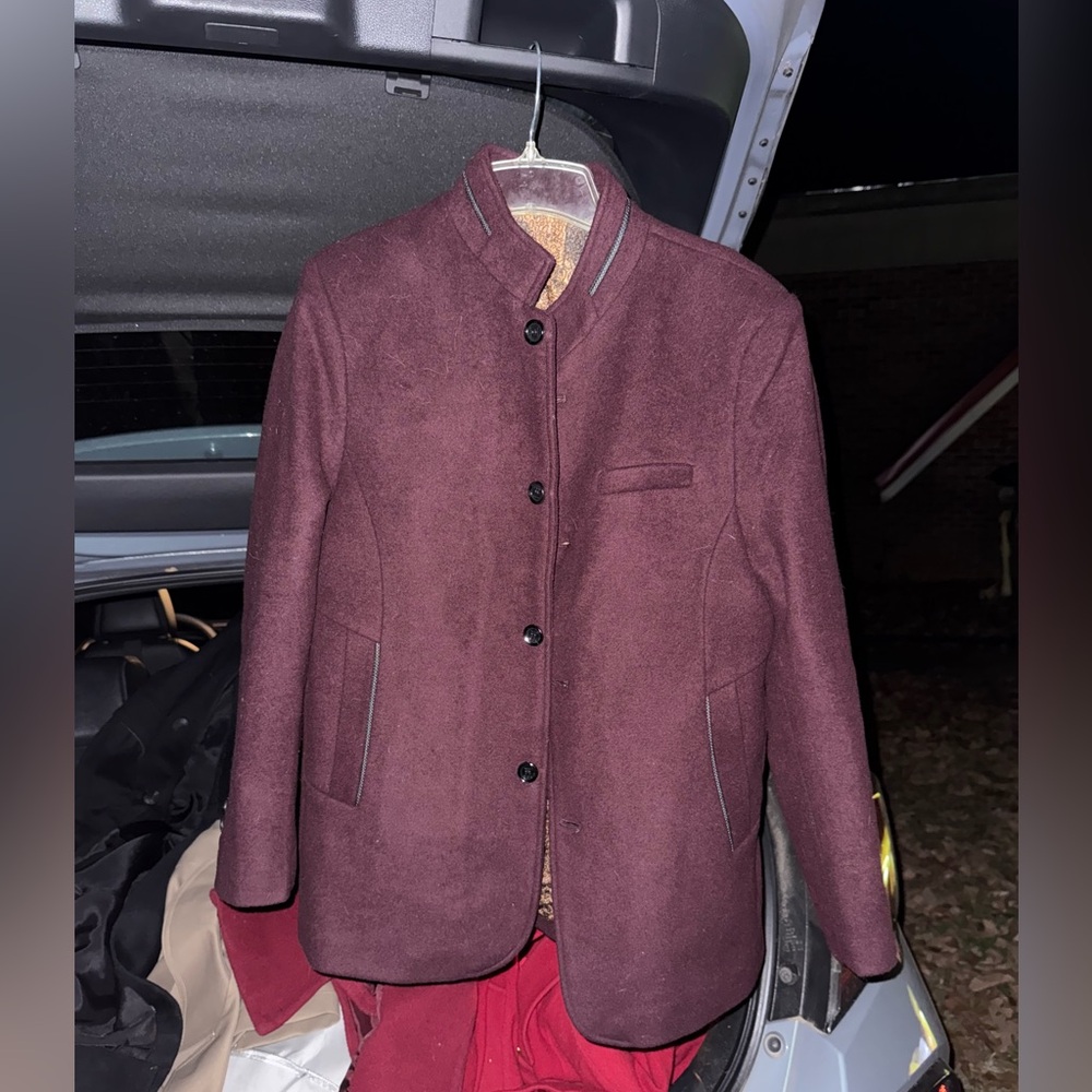 Men’s mandarin stand-collar jacket w/ leopard lining Size Medium